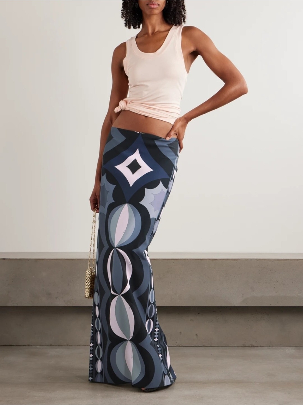 Emilio Pucci Pronted Strech Maxi Scuba Skirt Sz IT 44 - Picture 2 of 5